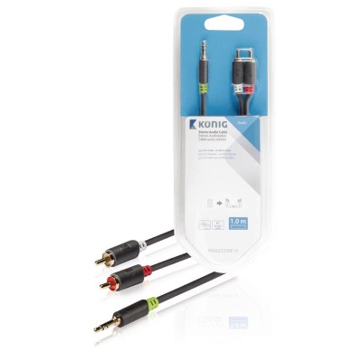 Cablu audio Jack stereo 3.5 mm tata - tata 1m gri Konig Cablu audio Jack stereo 3.5 mm tata - tata 1m gri Konig