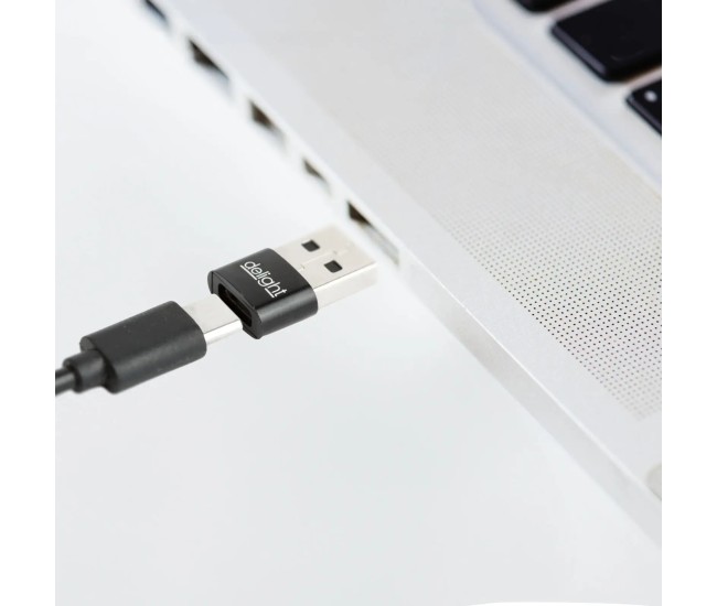 Adaptor Type-C mama - USB-A tata 2.4A 5V negru compact delight 55556BK Adaptor Type-C mama - USB-A tata 2.4A 5V negru compact delight 55556BK