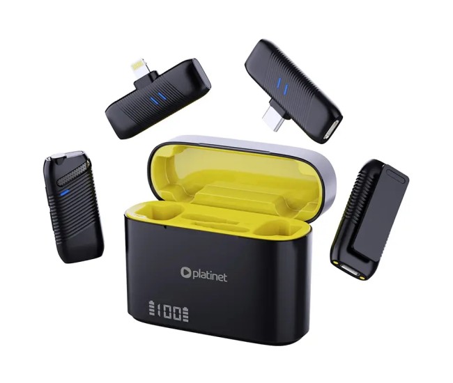 Set lavaliera microfon 2in1 wireless 2.4GHz 25m Plug & Play Android /iOS Platinet PLMM30