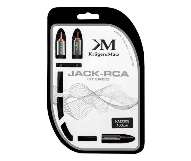 Cablu Jack 3.5 mm la 2x RCA 1m Profesional Kruger&Matz Cablu Jack 3.5 mm la 2x RCA 1m Profesional Kruger&Matz