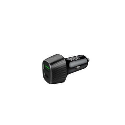 Incarcator auto Well 51W 1x USB type C PD 33W PPS + 1x USB-A QC 18W negru PSUP-USB-CPQ5101BK-WL