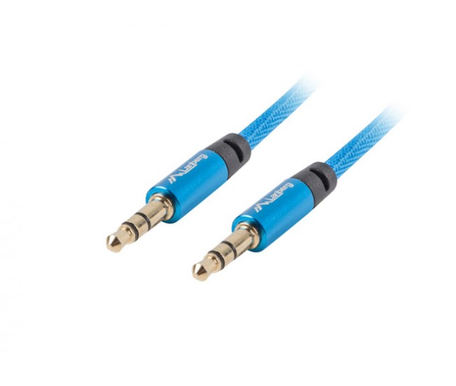 Cablu audio Jack 3.5 mm tata-tata albastru panzat 1m Lanberg Cablu audio Jack 3.5 mm tata-tata albastru panzat 1m Lanberg