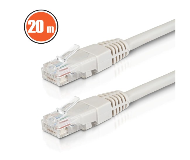 Cablu internet UTP RJ45 CAT6 CCA 20m gri M'N'C 20348 Cablu internet UTP RJ45 CAT6 CCA 20m gri M'N'C 20348
