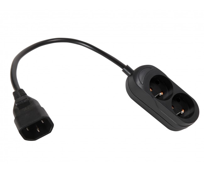 Cablu alimentare adaptor de la UPS IEC C14 la 2x cupla schuko 0.3m JONEX Cablu alimentare adaptor de la UPS IEC C14 la 2x cupla schuko 0.3m JONEX