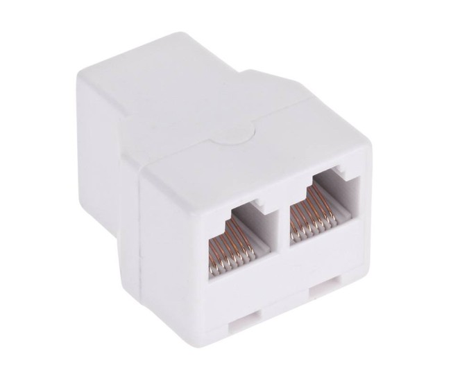 Adaptor RJ45 8P8C mama - 2x RJ45 8P8C mama alba