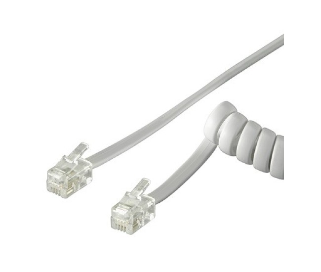 Cablu telefonic receptor spiralat RJ10 4m 4 pini 4 contacte Goobay Cablu telefonic receptor spiralat RJ10 4m 4 pini 4 contacte Goobay