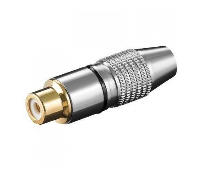 Mufa RCA mama inel negru metal aurit Goobay Mufa RCA mama inel negru metal aurit Goobay