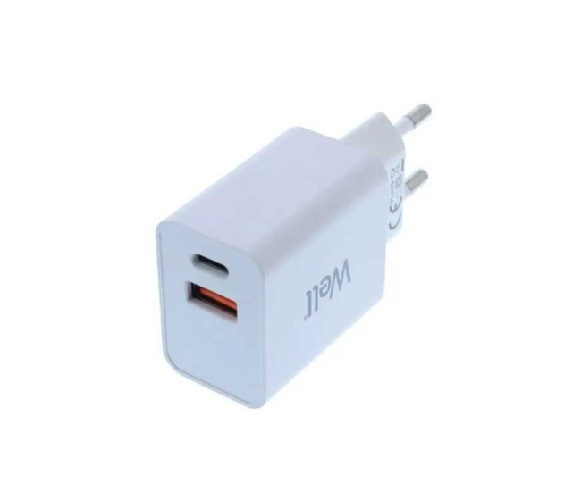 Incarcator retea Well 1x USB-A QC3.0 1x USB-C PD 30W alb PSUP-USB-WPQ3001WE-WL Incarcator retea Well 1x USB-A QC3.0 1x USB-C PD 30W alb PSUP-USB-WPQ3001WE-WL