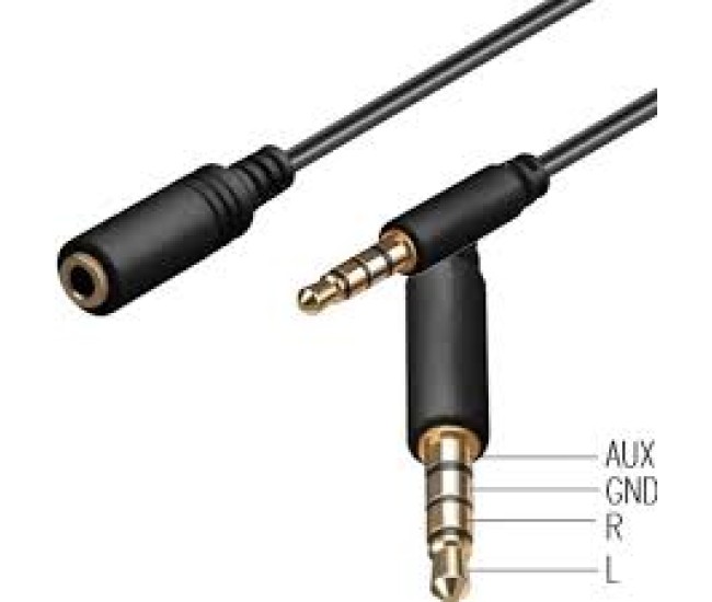 Cablu prelungitor 5m Jack 3.5 mm 4 pini mufa tata - Jack 3.5 mm 4 pini mama Goobay Cablu prelungitor 5m Jack 3.5 mm 4 pini mufa tata - Jack 3.5 mm 4 pini mama Goobay