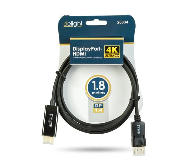 Cablu DisplayPort v1.4 la HDMI 4K HDR 1.8m delight 20334 Cablu DisplayPort v1.4 la HDMI 4K HDR 1.8m delight 20334
