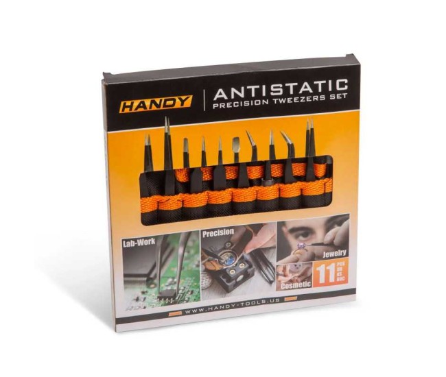 Set 10 pensete de precizie antistatice /antimagnetice /rezistente la acid si la coroziune Handy 10779B Set 10 pensete de precizie antistatice /antimagnetice /rezistente la acid si la coroziune Handy 10779B