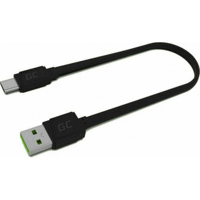 Cablu USB 2.0 A mufa - USB type C mufa 0.25m plat negru Green Cell KABGC03