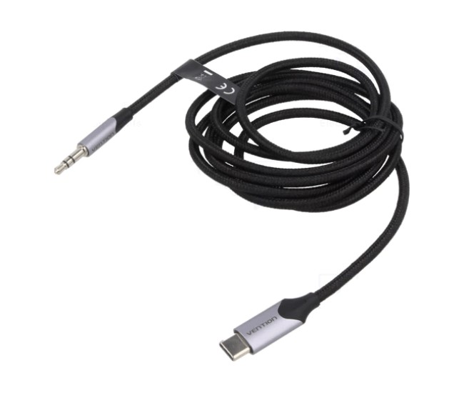 Cablu Jack 3.5mm 3pin mufa tata - USB type C mufa tata nichelat 1.5m negru VENTION BGKHG Cablu Jack 3.5mm 3pin mufa tata - USB type C mufa tata nichelat 1.5m negru VENTION BGKHG