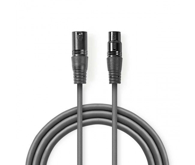 Cablu Balansat Audio XLR 3 Pini tata - XLR 3 Pini mama 15m Gri Nedis Cablu Balansat Audio XLR 3 Pini tata - XLR 3 Pini mama 15m Gri Nedis