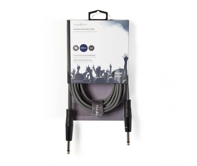 Cablu audio Jack Mono 6.35 mm tata - Jack Mono 6.35 mm tata 5m Nedis Cablu audio Jack Mono 6.35 mm tata - Jack Mono 6.35 mm tata 5m Nedis