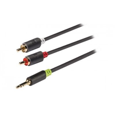 Cablu audio Jack stereo 3.5mm tata - 2x RCA tata 5m gri Konig Cablu audio Jack stereo 3.5mm tata - 2x RCA tata 5m gri Konig