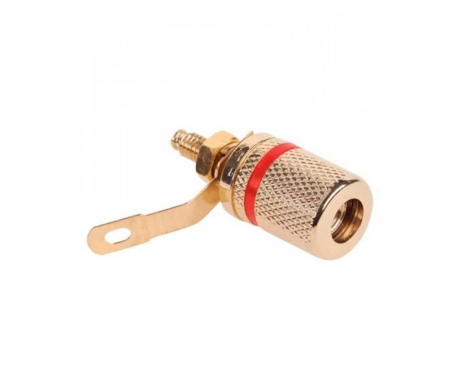 Mufa mama 4mm banana montaj gold inel rosu Mufa mama 4mm banana montaj gold inel rosu