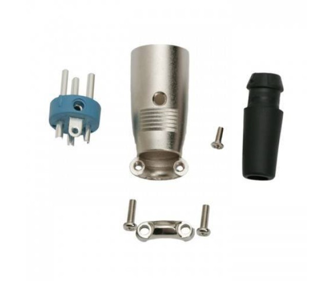 Mufa XLR 3 poli tata cu protectie pentru cablu din cauciuc Mufa XLR 3 poli tata cu protectie pentru cablu din cauciuc