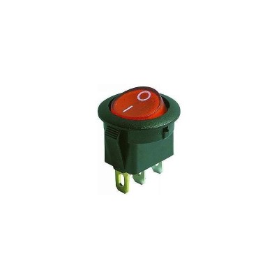 Intrerupator 3 poli 1 buton rosu ON-OFF rotund 20mm 6.5A 250V cu retinere