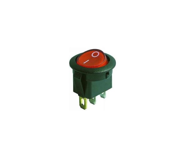 Intrerupator 3 poli 1 buton rosu ON-OFF rotund 20mm 6.5A 250V cu retinere Intrerupator 3 poli 1 buton rosu ON-OFF rotund 20mm 6.5A 250V cu retinere