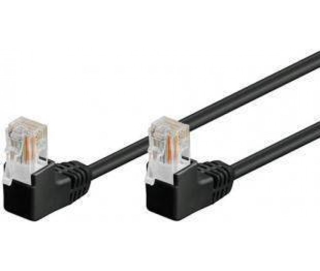Cablu patch UTP CAT5e RJ45 2x 90 grade 2m negru Goobay Cablu patch UTP CAT5e RJ45 2x 90 grade 2m negru Goobay