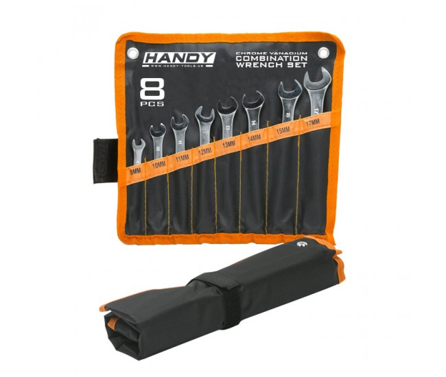 Set chei 8 piese combinate cu husa depozitare din poliester HANDY Set chei 8 piese combinate cu husa depozitare din poliester HANDY
