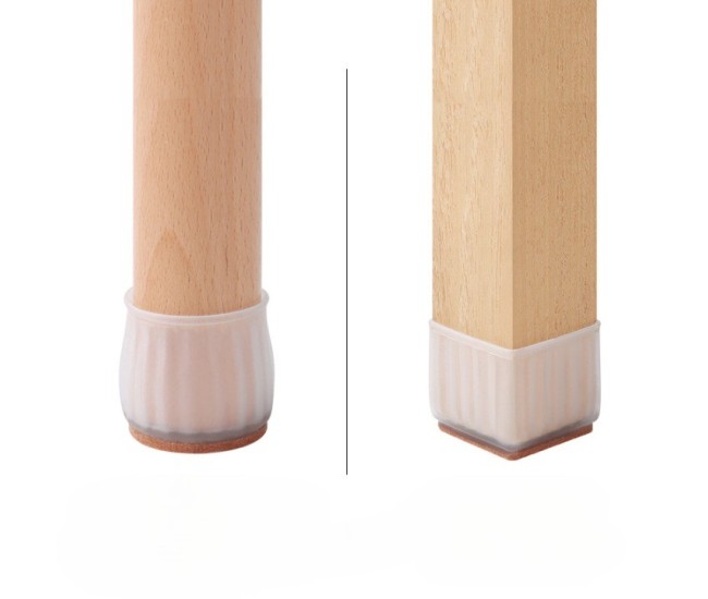 Set 16 Protectii pentru Picioare Scaun si Podea, Flippy, Universale din Silicon, Model Patrat, Alb Transparent