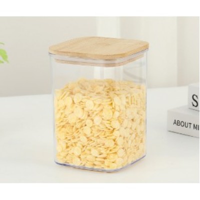 Cutie depozitare Alimente, Flippy, Bamboo Lid+PS, 10x10x14 cm, 200 g, 0.8L, Transparent maro