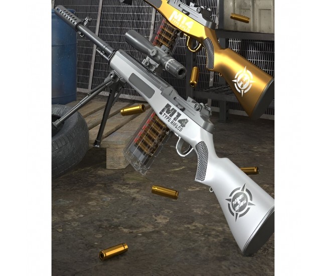 Pusca de Jucarie M14 Ultrarealista, Flippy, 20 de Proiectile, 5 Cartuse, 100 cm, Gri Pusca de Jucarie M14 Ultrarealista, Flippy, 20 de Proiectile, 5 Cartuse, 100 cm, Gri