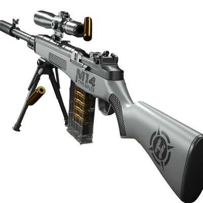 Pusca de Jucarie M14 Ultrarealista, Flippy, 20 de Proiectile, 5 Cartuse, 100 cm, Gri