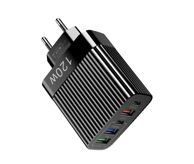 Incarcator Retea pentru Telefon, Flippy, Super Fast Charger Multi-Port, Power Delivery 120W, 3 USB-A, 2 TYPE-C, Compatibil Telefon si Tableta, Negru Incarcator Retea pentru Telefon, Flippy, Super Fast Charger Multi-Port, Power Delivery 120W, 3 USB-A, 2 TYPE-C, Compatibil Telefon si Tableta, Negru