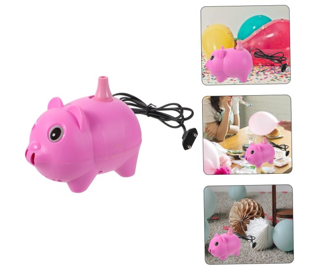 Pompa Electrica Pentru Umflat Baloane, 380 W, din Plastic, Model Porc, Roz