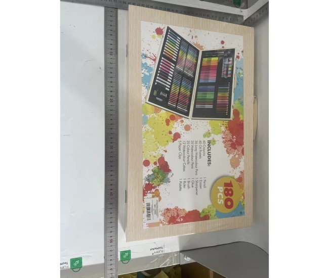 Set de pictura pentru copii, 180 de culori, creioane si carioci, in cutie din lemn, set complet pentru desen, cadou pentru elevi Set de pictura pentru copii, 180 de culori, creioane si carioci, in cutie din lemn, set complet pentru desen, cadou pentru elevi
