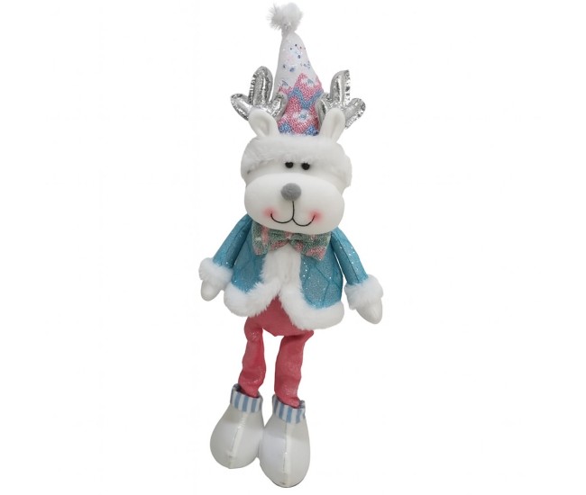 Figurina de Craciun Ren cu Palarie, Flippy, Figurina Decorativa Ren de Craciun pentru Sarbatorile de Iarna, 52 x 17 x 8 cm, Multicolor