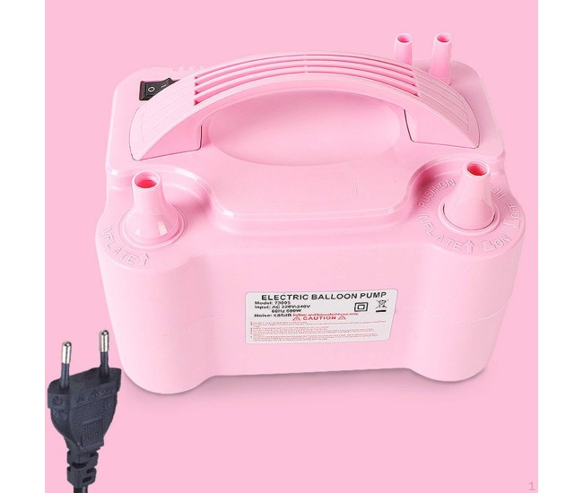 Pompa Electrica Pentru Umflat Baloane, 600 W, Doua Capete de Umflat, din Plastic, 19.5 x 14 x 13 cm, Roz
