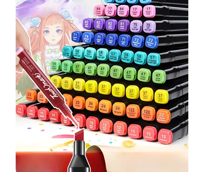 Set 24 Markere cu Alcool Touch Room, Geanta Inclusa, Flippy, Multicolor Set 24 Markere cu Alcool Touch Room, Geanta Inclusa, Flippy, Multicolor