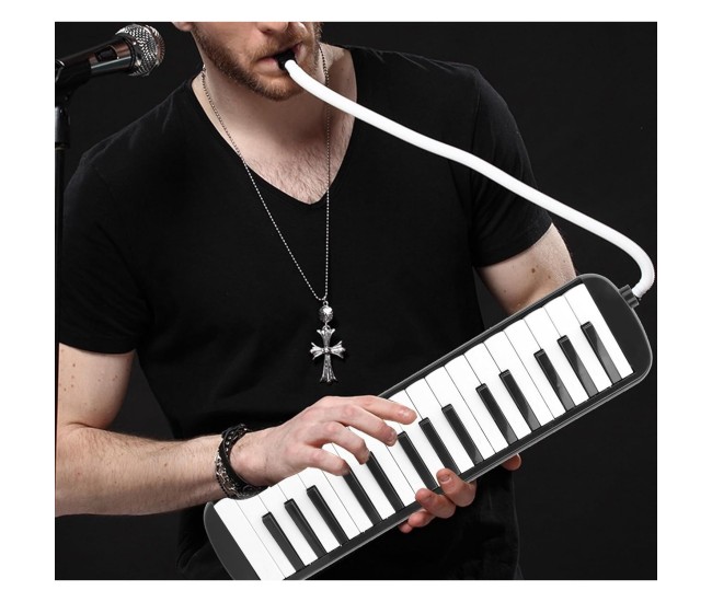 Muzicuta Melodica 32 Clape, Flippy, din ABS, pentru Incepatori, 45 x 13 x 7 cm, Include Husa si Suflator, Negru Muzicuta Melodica 32 Clape, Flippy, din ABS, pentru Incepatori, 45 x 13 x 7 cm, Include Husa si Suflator, Negru