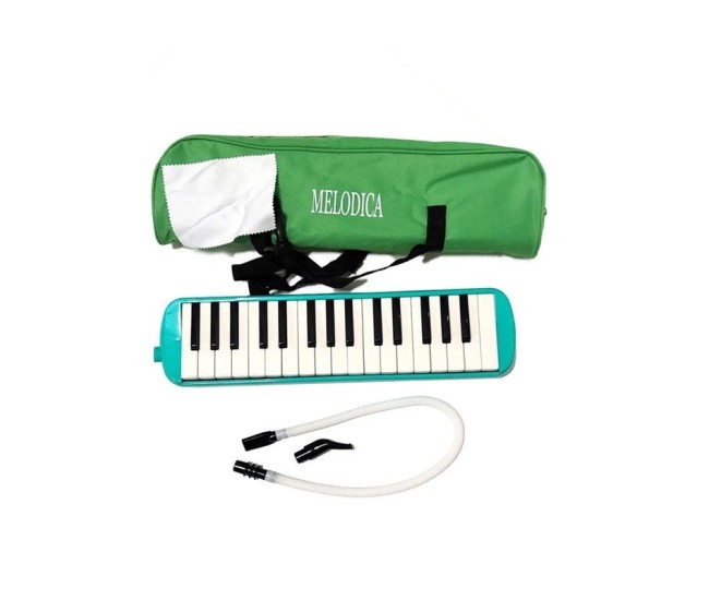 Muzicuta Melodica 32 Clape, Flippy, din ABS, pentru Incepatori, 45 x 13 x 7 cm, Include Husa si Suflator, Verde Muzicuta Melodica 32 Clape, Flippy, din ABS, pentru Incepatori, 45 x 13 x 7 cm, Include Husa si Suflator, Verde