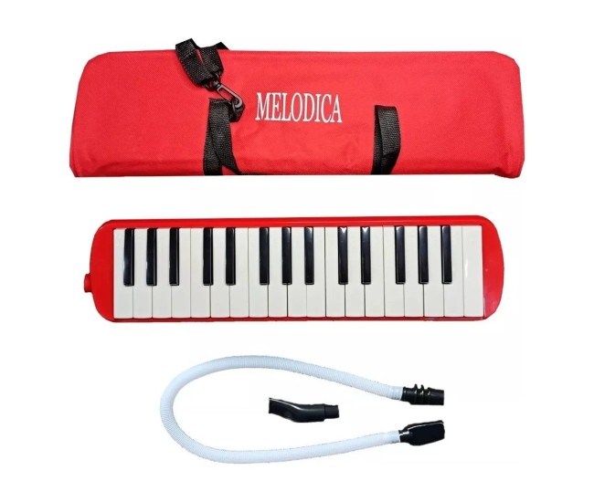 Muzicuta Melodica 32 Clape, Flippy, din ABS, pentru Incepatori, 45 x 13 x 7 cm, Include Husa si Suflator, Rosu Muzicuta Melodica 32 Clape, Flippy, din ABS, pentru Incepatori, 45 x 13 x 7 cm, Include Husa si Suflator, Rosu