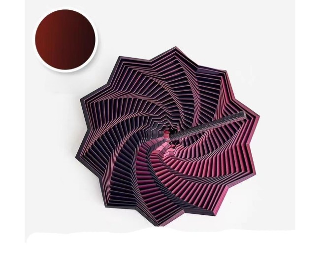 Jucarie decompresie, Stea 3D octogonala, maner spirala turn magic geometric, 17 cm, Negru Rosu