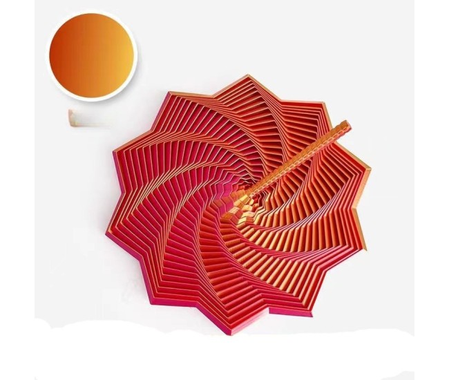 Jucarie decompresie, Stea 3D octogonala, maner spirala turn magic geometric, 17 cm, Rosu Gold