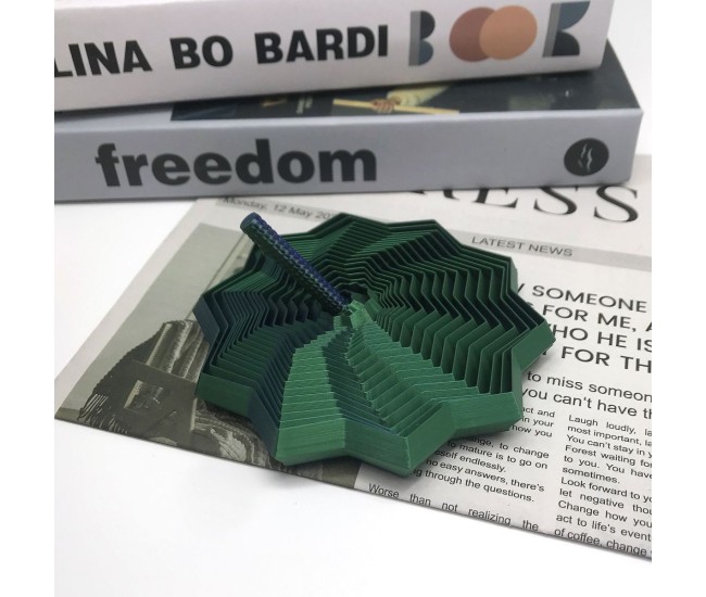 Jucarie decompresie, Stea 3D octogonala, maner spirala turn magic geometric, 11 cm, Negru Verde