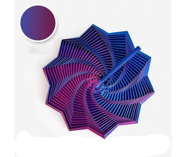 Jucarie decompresie, Stea 3D octogonala, maner spirala turn magic geometric, 11 cm, Albastru Violet