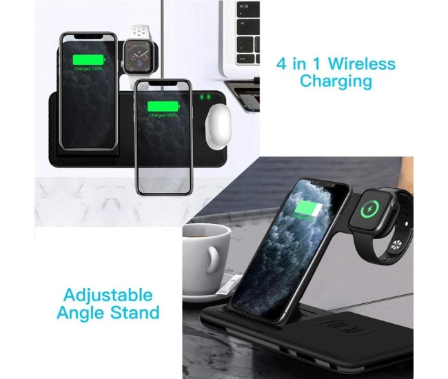 Incarcator Wireless FastCharge Flippy 4 In 1, design pliabil, 15W, Compatibil Apple Watch, Airpods, iPhone, Android, Samsung, Huawei, Xiaomi, Oppo, Negru Incarcator Wireless FastCharge Flippy 4 In 1, design pliabil, 15W, Compatibil Apple Watch, Airpods, iPhone, Android, Samsung, Huawei, Xiaomi, Oppo, Negru