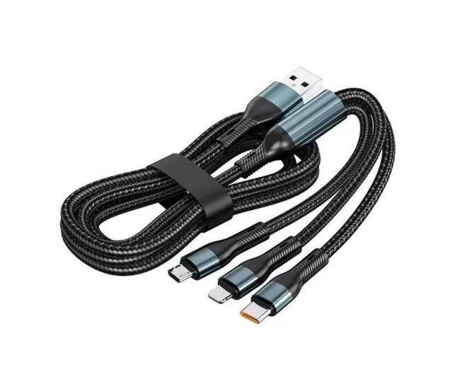 Cablu Multifunctional de Incarcare pentru Telefon 3in 1, Flippy, Cablu de incarcare rapida 66W, potrivit pentru Auto, Universal pentru Android si iOS, 1.2M, Negru Cablu Multifunctional de Incarcare pentru Telefon 3in 1, Flippy, Cablu de incarcare rapida 66W, potrivit pentru Auto, Universal pentru Android si iOS, 1.2M, Negru