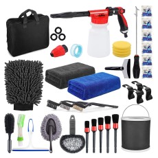 Accesorii pentru Curatare Auto, Flippy, Set 35 bucati, Accesorii pentru Detailing Auto, Accesorii pentru Curatare Auto in Interior si Exterior, Multicolor