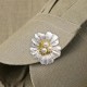 Accesoriu pentru Nasturi, Flippy, Model Floare cu Perle, din Metal, 2.5 x 1.7 cm, Argintiu
