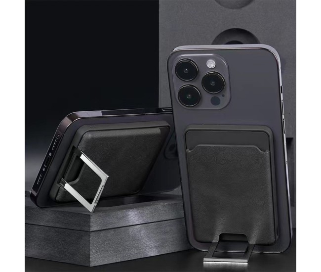 Accesoriu pentru telefon 3 in 1 Flippy, incarcator Wirelles Magsafe, portofel si suport, negru