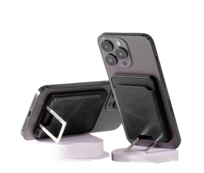 Accesoriu pentru telefon 3 in 1 Flippy, incarcator Wirelles Magsafe, portofel si suport, negru