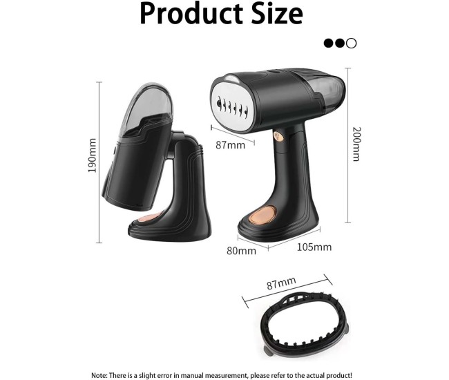 Aparat de Calcat Vertical Portabil cu Abur, Flippy, Putere 1500W, Rezervor Detasabil de 138ml, Priza, Functie Anti Calcar si Auto Curatare, Pliabil, cu Perie, 20x10.5x8 cm, Negru